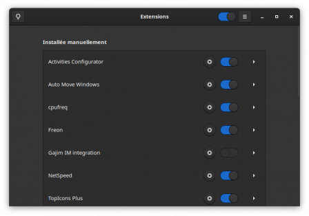 Nouvelle application GNOME Extensions